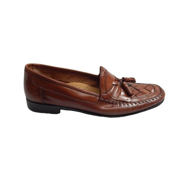 Giorgio Brutini Mens Brown Woven Leather Loafers With Tassels Size 12 D main image 9
